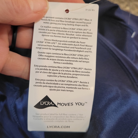 Lands' End Women's Navy Nylon/Spandex Chlorine Resistant Tummy Control Surplice - Picture 7 of 16